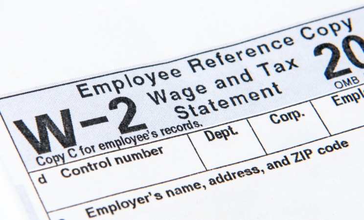 A photo of a W-2 Form